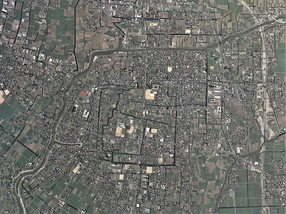 水路空拍　柳川市中心